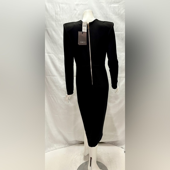 Zhivago Padded Shoulder Gold Accented Dress - Picture 7 of 15